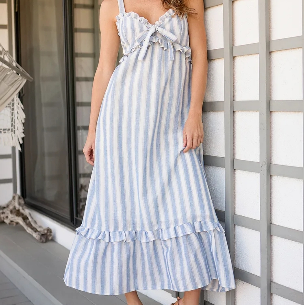 Striped Blue and White Midi Sundress